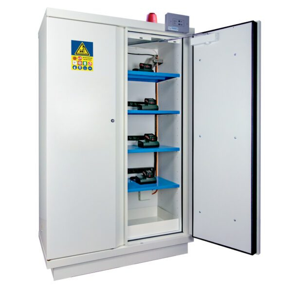 Armoire de sécurité 90 min batteries lithium hautes 2 portes + VIG290 + 4 E35LI, Trionyx