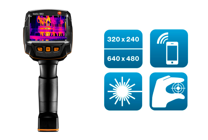 testo 883-1 - Caméra thermique certifiée CNPP (320 x 240 pixels, mise au point manuelle, App, laser)