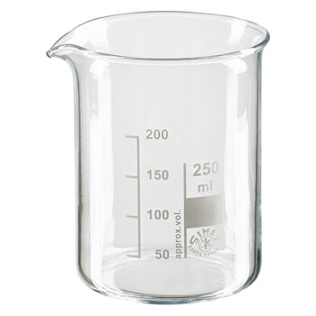 Bécher 250 ml en verre borosilicate résistant à la chaleur (forme basse) - Verre et Plastique