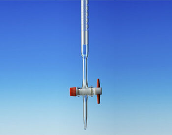 Burette de Mohr, robinet droit PTFE, barrette Schelbach classe AS et col entonnoir, 10ml 1/20